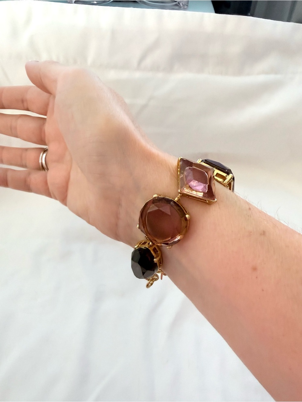 Banana Republic Gold-Tone Multi Gemstone Statement Bracelet